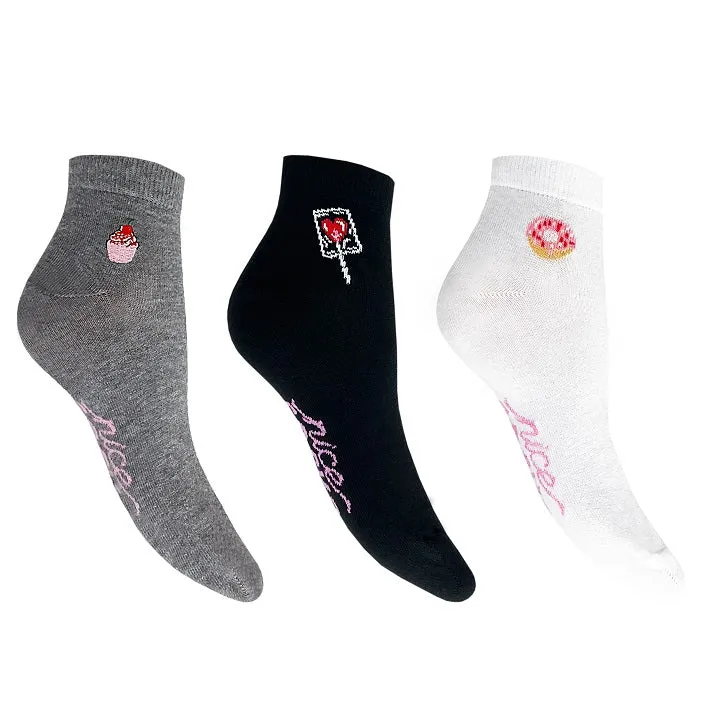 3 PK NICE LADIES EMBROIDERY ANKLET SOCKS