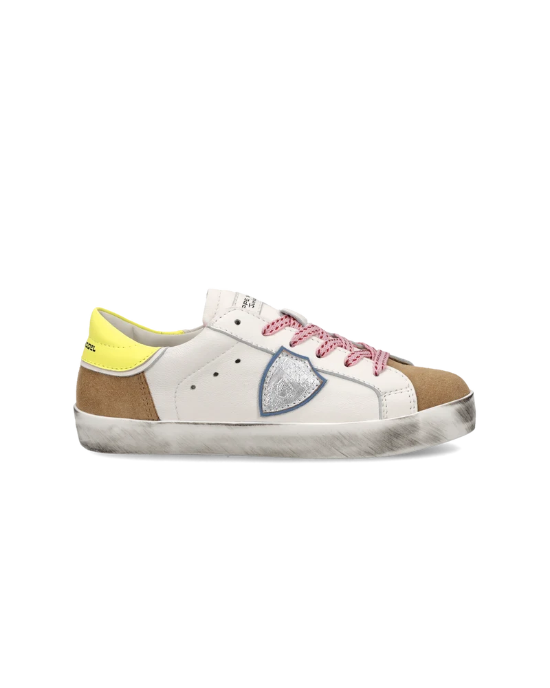 Sneaker Prsx Kids, White Cognac Neon Yellow