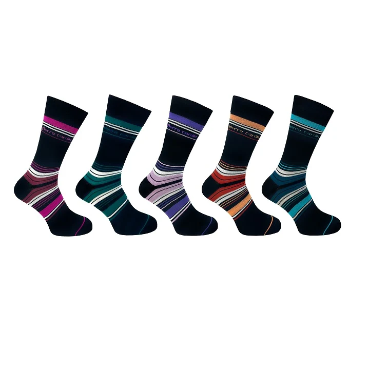 5PK MENS BAMBOO STRIPE DESIGN SOCKS 7-11