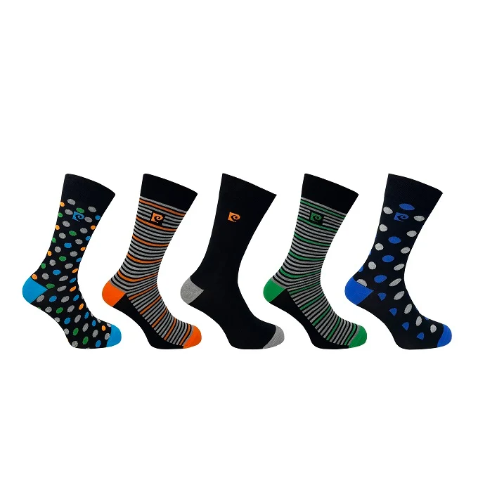 5PK MENS BAMBOO SPOT/STRIPE DESIGN SOCKS 7-11