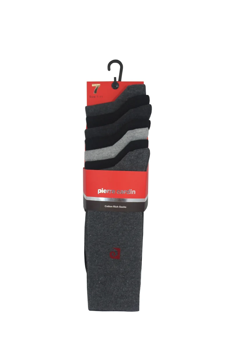 7 PK PIERRE CARDIN MENS PLAIN SOCKS
