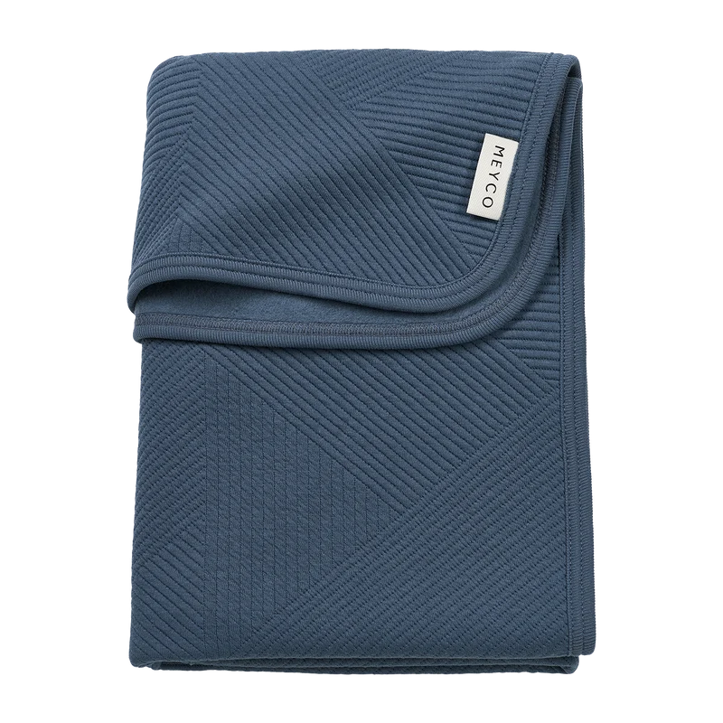 Deken gebreid jacquard flannel - Pure Indigo