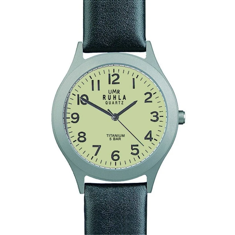 Ruhla Titanium Horloge – Gele Wijzerplaat | 37 mm | Zwarte Band