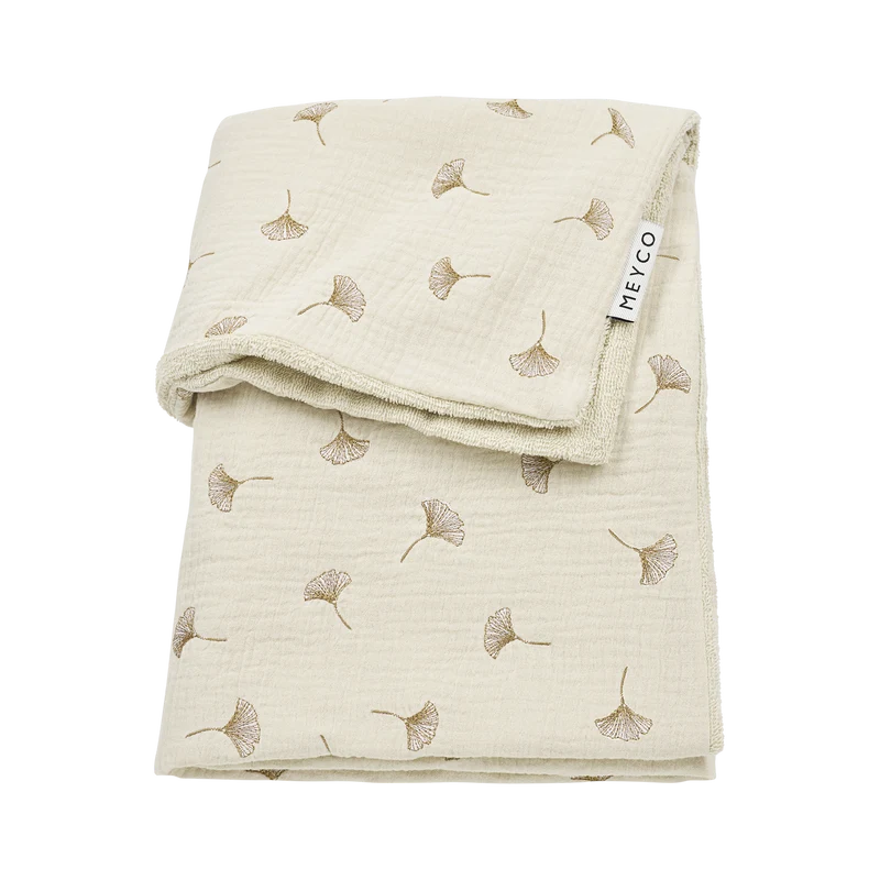 Deken borduur pre-washed hydrofiel met badstof - Ginkgo Soft sand
