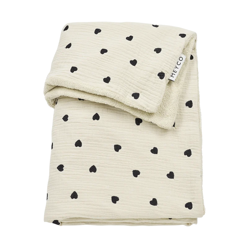 Deken borduur pre-washed hydrofiel met badstof - Sweet Heart Soft sand