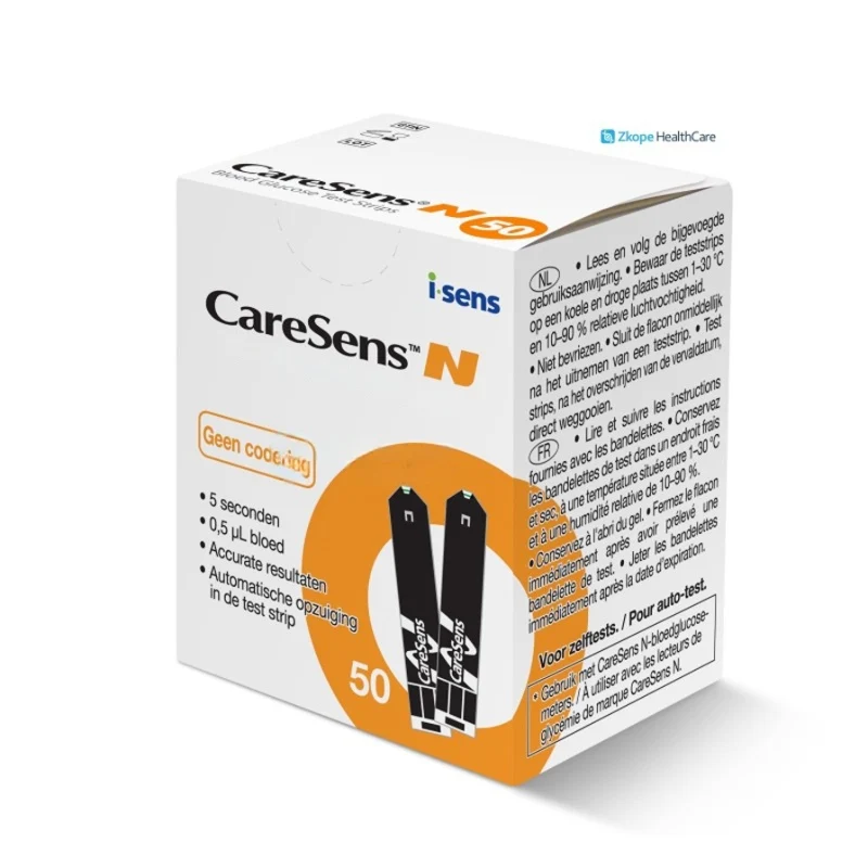 CareSens N Teststrips (50 stuks) – Nauwkeurige Glucosemetingen in 5 Seconden