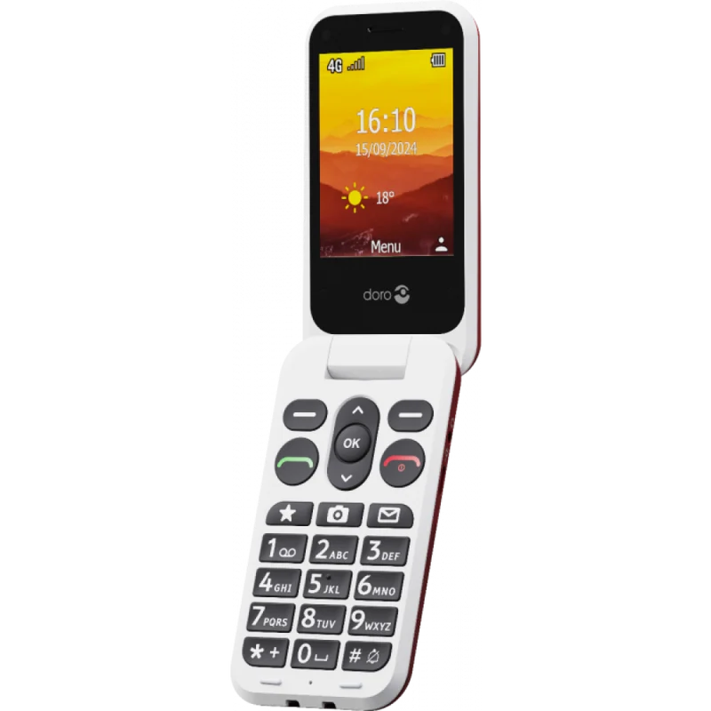 Doro Leva L30 Senioren Mobiel Rood/Wit – 4G Klaptelefoon met Extern Display & Noodknop