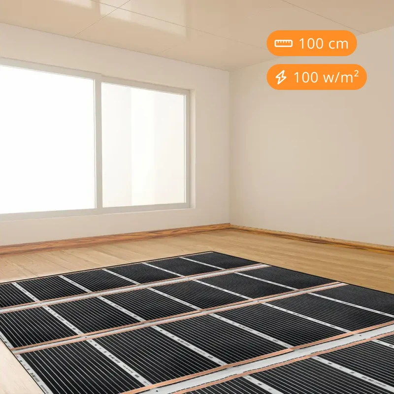 Infrarood vloerverwarmingsfolie, 100cm breed - 100w/m2