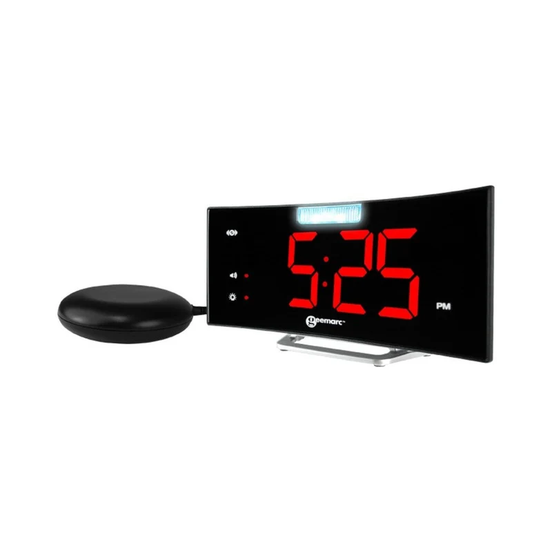 Wake 'n Shake Curve Alarm Clock – Groot Gebogen LED-Scherm – Extra Luide Wekker met Trilfunctie