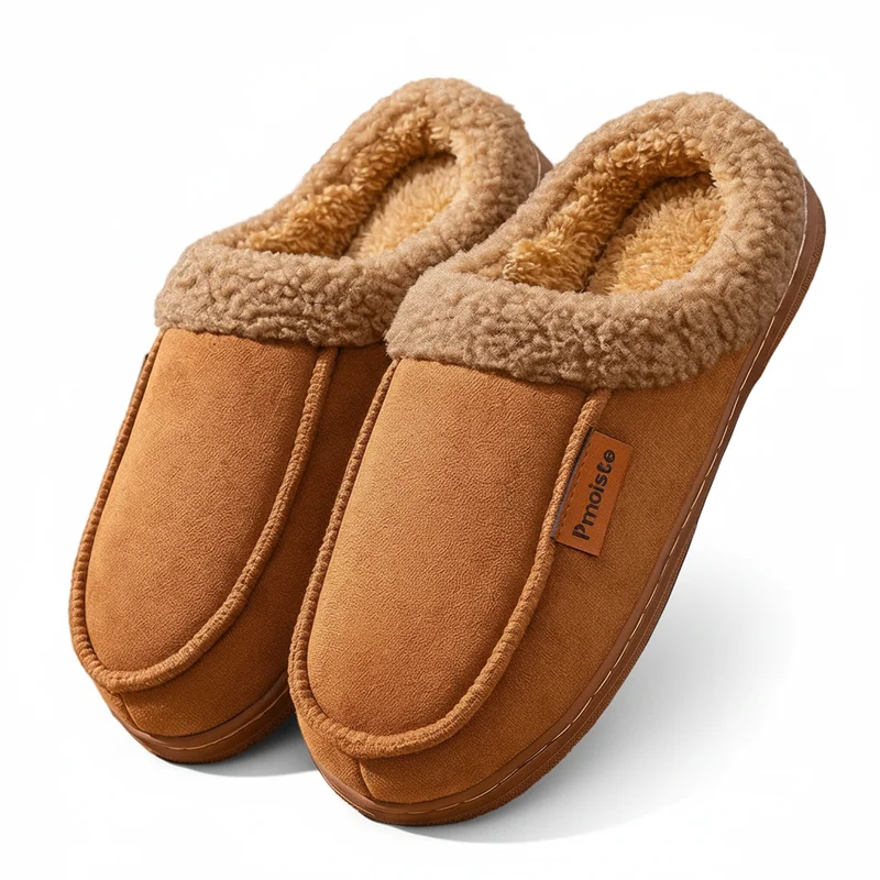 Luxe, warme suède pantoffels voor heren met fleecevoering – perfect voor gezellige winterdagen.