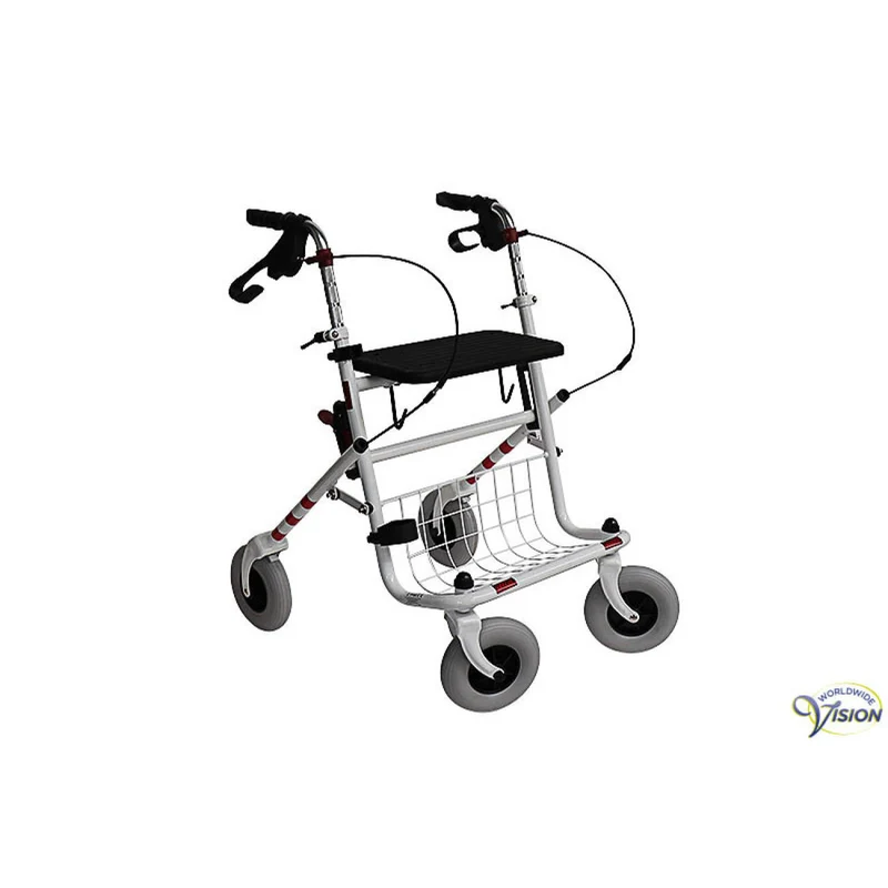 Witte Provo Rollator voor Slechtzienden – Inklapbaar met Mandje & Stokhouder