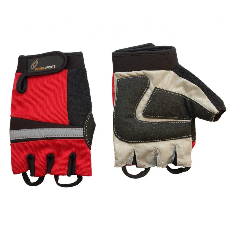 Rolstoelhandschoenen Rood – Maat XS – Halve Vingerhandschoenen met Grip en Pull-Off Lussen