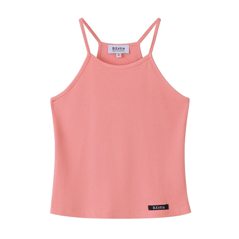 Ribbed Crop Top - Neon Coral
