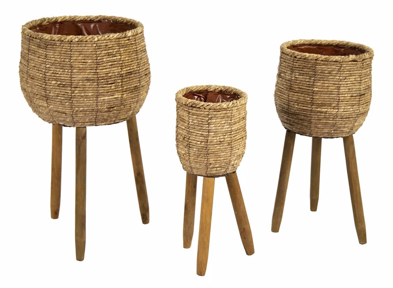 Luxe Bloempot FIORENZA Natural - D18/32 H44/60 cm - SET VAN 3