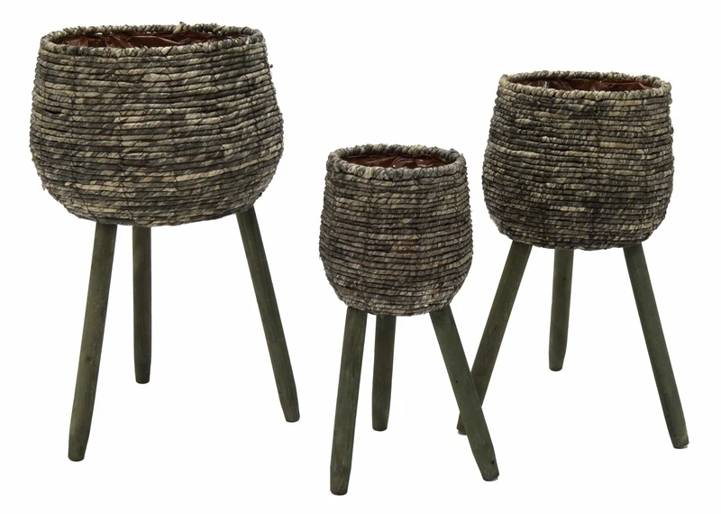 Luxe Bloempot FIORENZA Groen - D18/32 H44/60 cm - SET VAN 3
