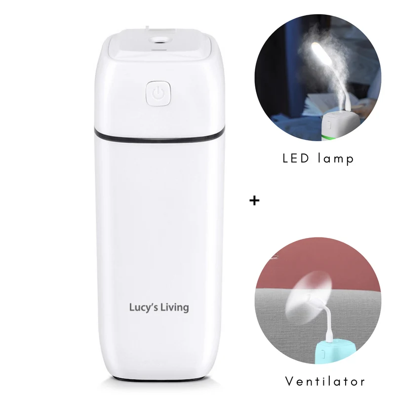 SIEL Luchtbevochtiger + LED + Ventilator - 6 x 6 x 16 cm - 180 ml