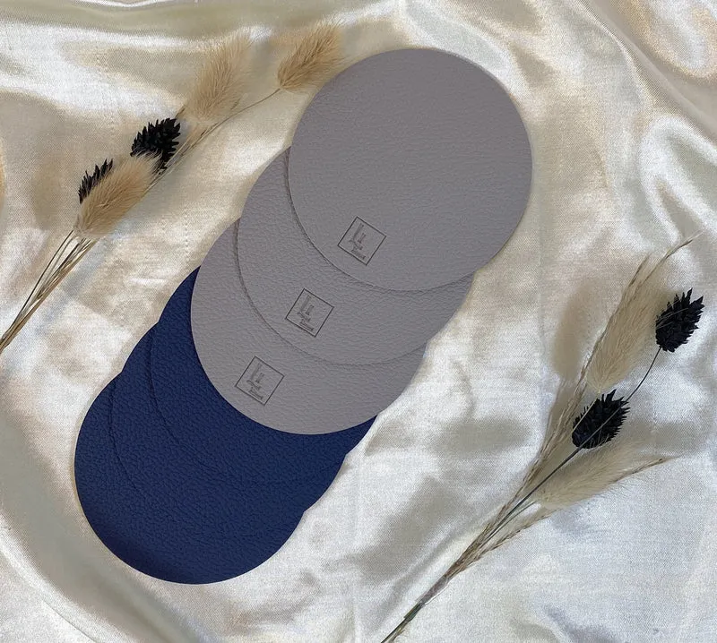ELEGANTO Onderzetters Blauw/Grijs - ø10 cm - 6 STUKS