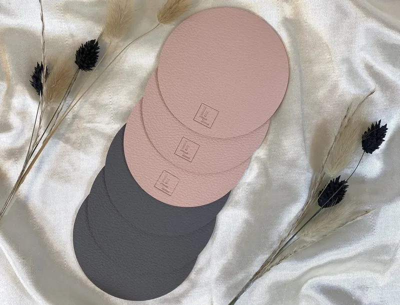 ELEGANTO Onderzetters Roze/Grijs - ø10 cm - 6 STUKS