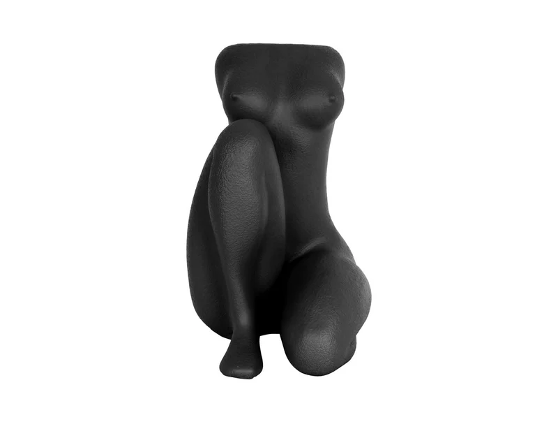 Luxe Bloempot SITTING LADY Zwart - D 22 x 28 x 37 cm