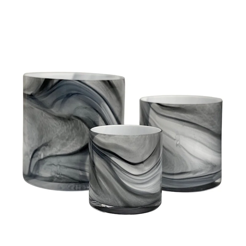 Luxe Waxinelichthouder CARINA Grijs/Multi - Ø9 x H9 cm