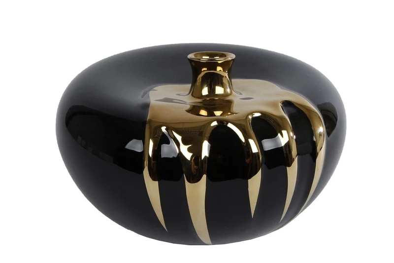 Luxe Vaas DROP Goud/Zwart – ø 18x18x12 cm