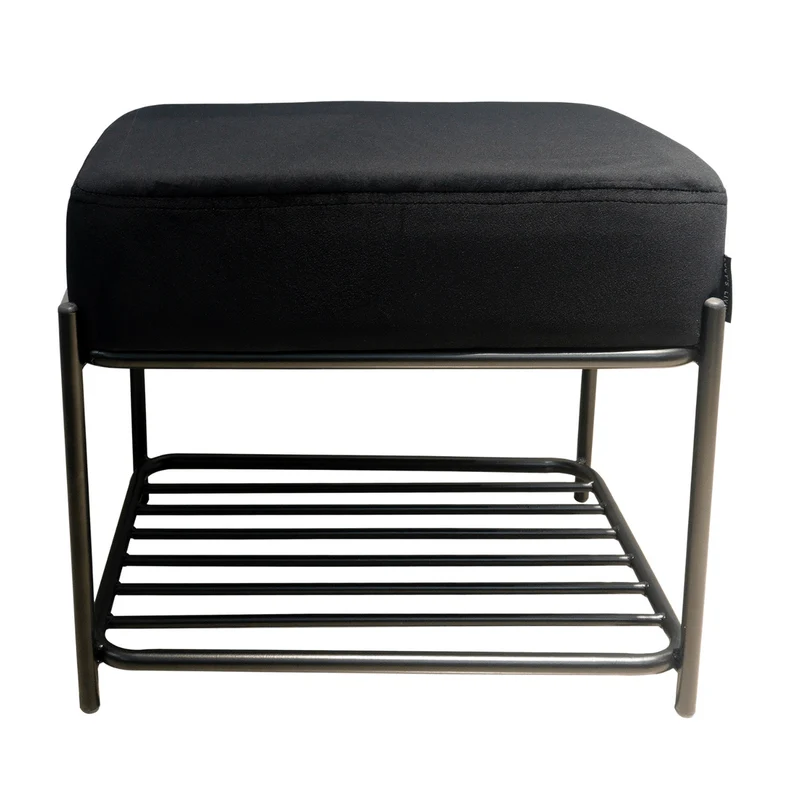 Velvet poef METAL Black - L50 x B35 x H43 cm