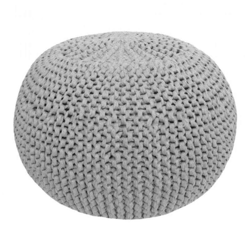 Poef handgebreid KNIT Grijs - Ø50X35 cm