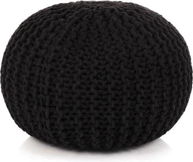 Poef handgebreid KNIT Zwart - Ø50X35 cm