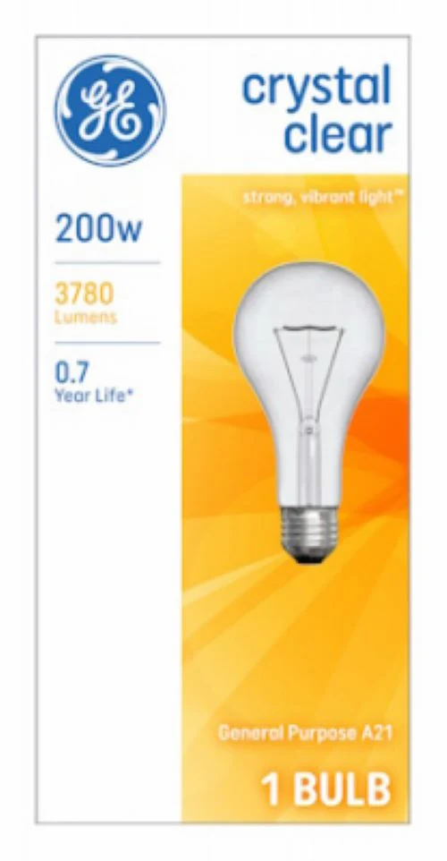GE 16069 200 Watt A21 Crystal Clear Soft White General Purpose Light Bulb