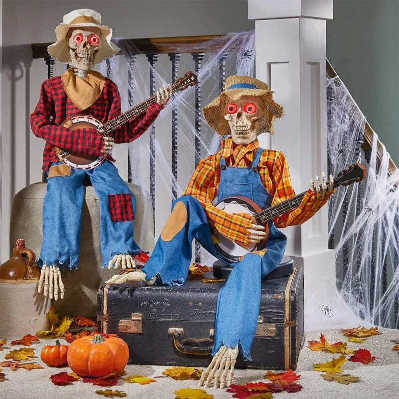 Halloweendecoratie – Zingende skeletten met sensor en oplichtende ogen