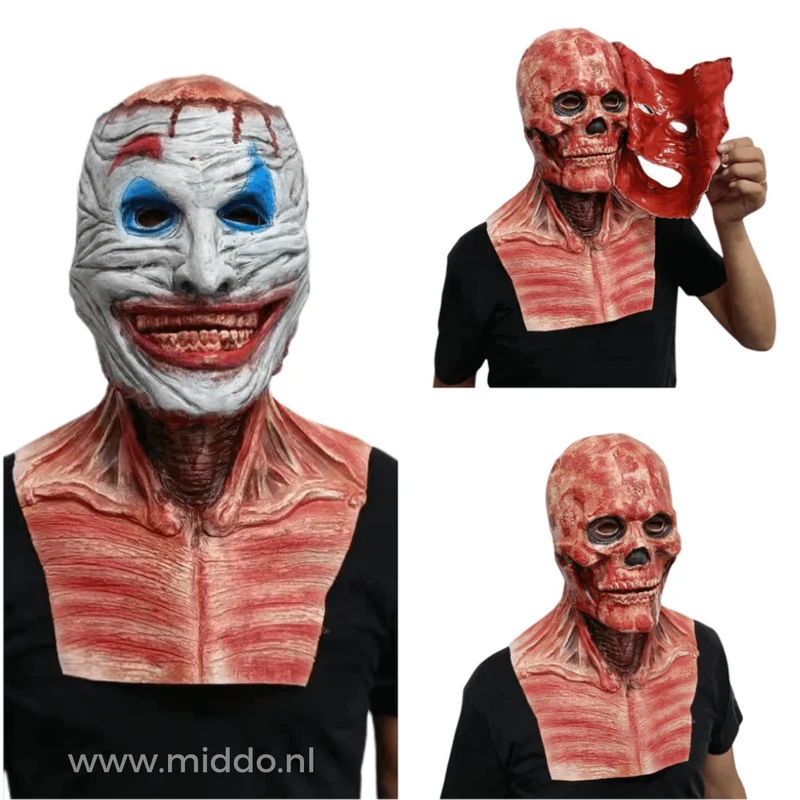 Halloweenmasker – Dubbel scheureffect met verstelbare banden voor volwassenen