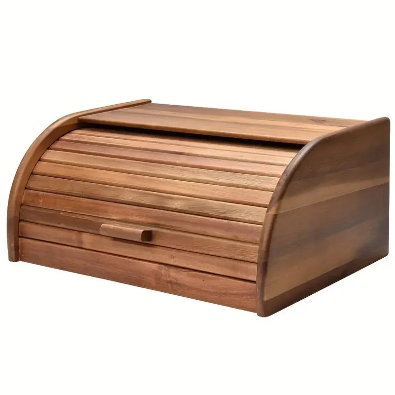 Houten brooddoos – massief met schuifdeksel voor op het aanrecht