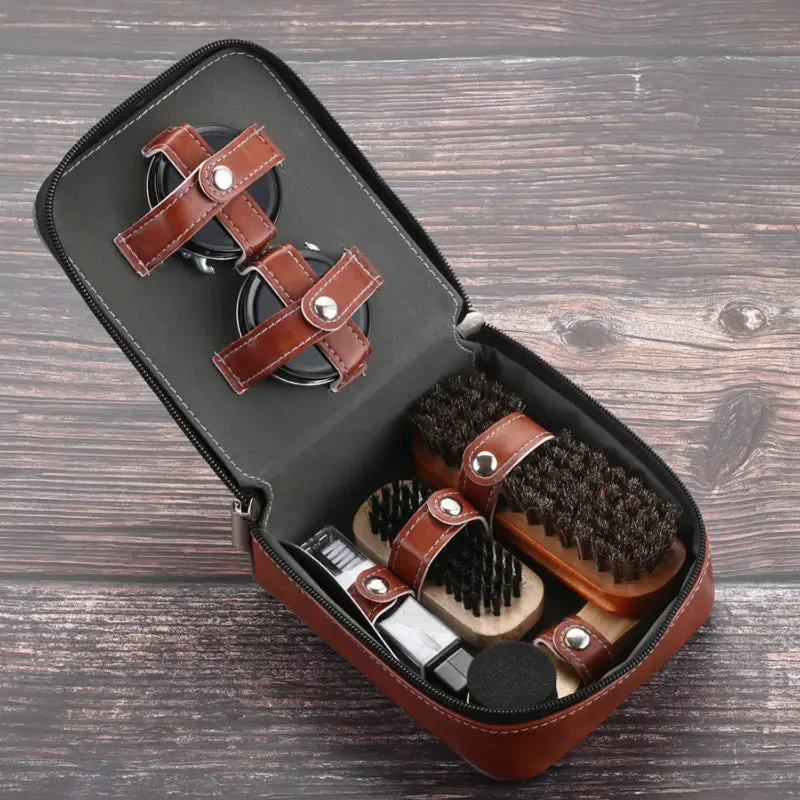 Schoenverzorgingsset – 9 Delige Complete Set met Paardenhaar Borstels
