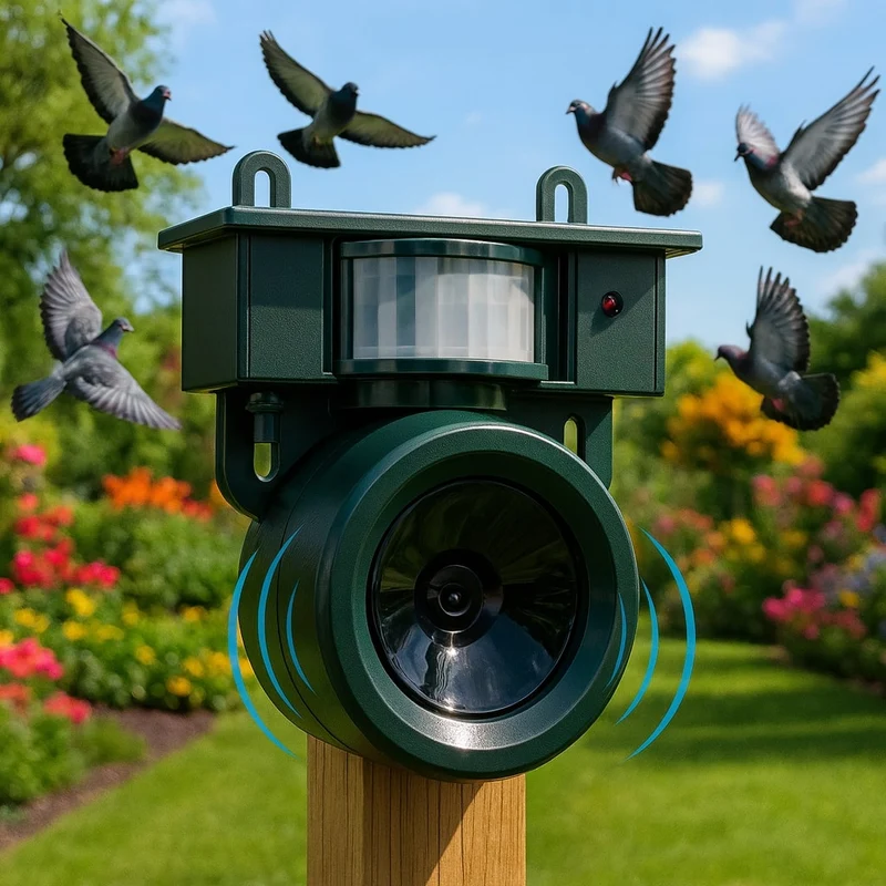 Vogelafschrik Apparaat – Bewegingssensor, Zonne-energie & Weerbestendig Design