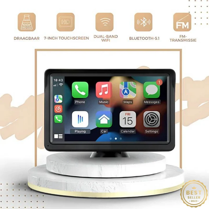CarPlay Scherm Auto – draadloos touchscreen met Android Auto en camera