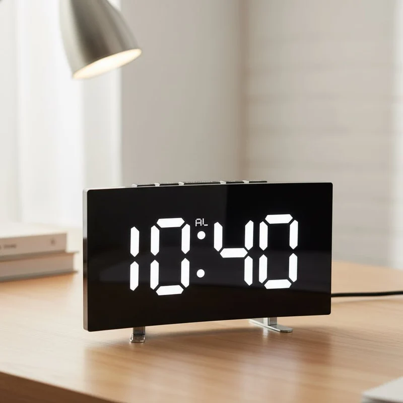 Digitale wekker – Groot ledscherm met spiegelafwerking en stil ontwerp