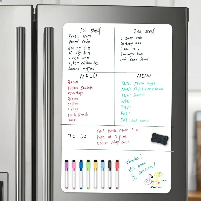Magnetisch Whiteboard A2 – Uitwisbaar met 8 Markers & Gum