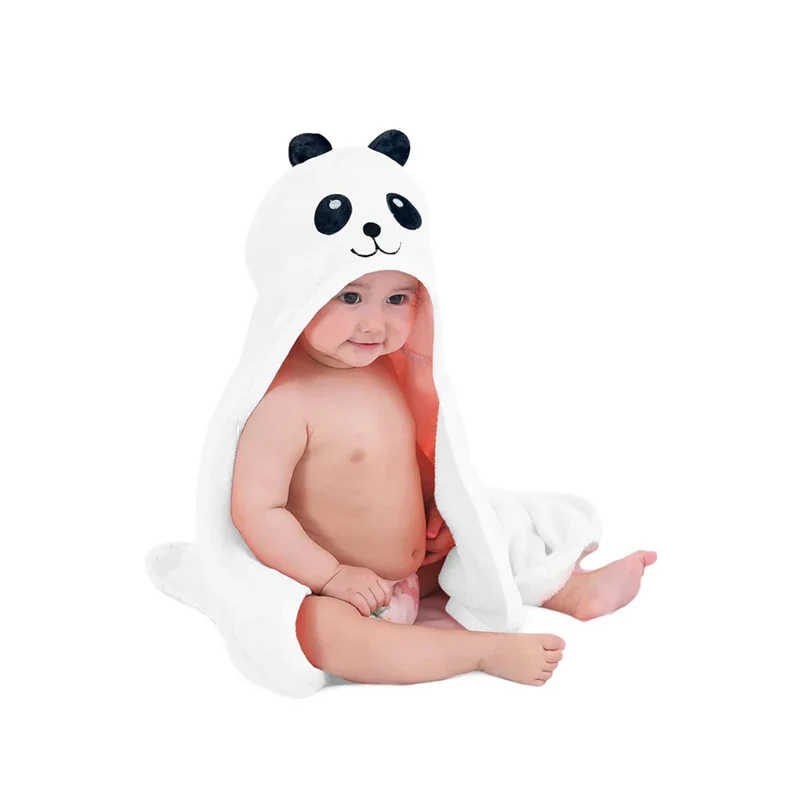 Mooiys Multifunktions-Baby-Fleecedecke mit Kapuze - Wickeldecke - Decke 75x100 cm - Panda