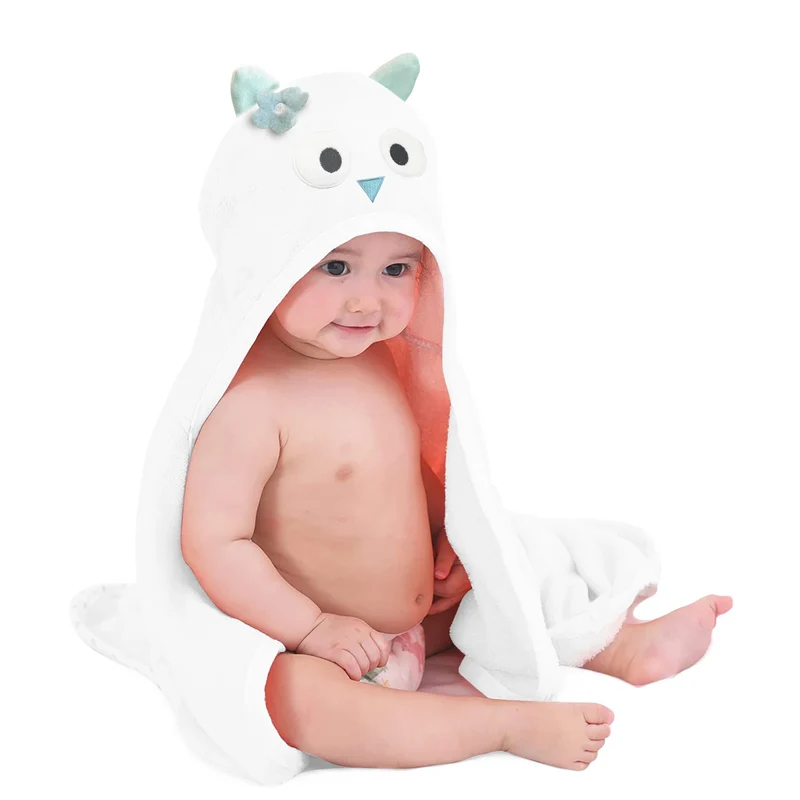 Mooiys Multifunktions-Baby-Fleecedecke mit Kapuze - Wickeldecke - Decke 75x100 cm - Eule