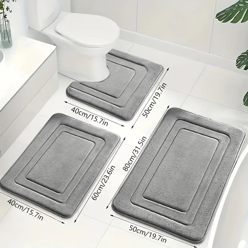 Badmattenset van memory foam – Drie delen met absorberende toplaag