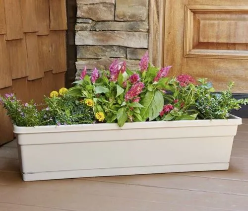 Southern Patio WB2412TA 24" x 8" Taupe Poly Resin Window Box Planter