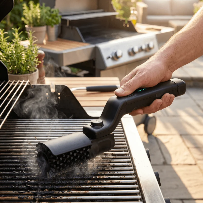 BBQ Borstel – Elektrische roosterreiniger met 3 standen en comfortabele grip