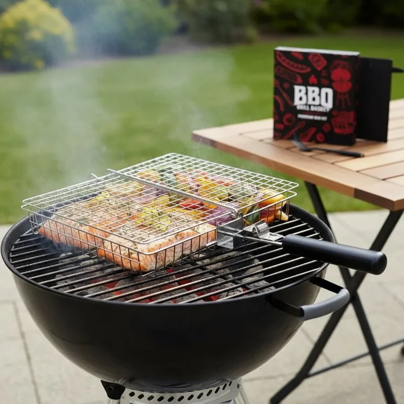 Grillmand – RVS grillrooster voor vis, groenten en kleine barbecuegerechten