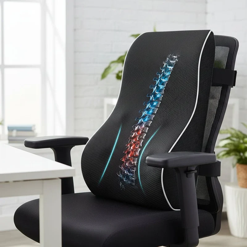 Ergonomisch Lendenkussen – Memory Foam Rugkussen voor Comfortabel en Ondersteund Zitten