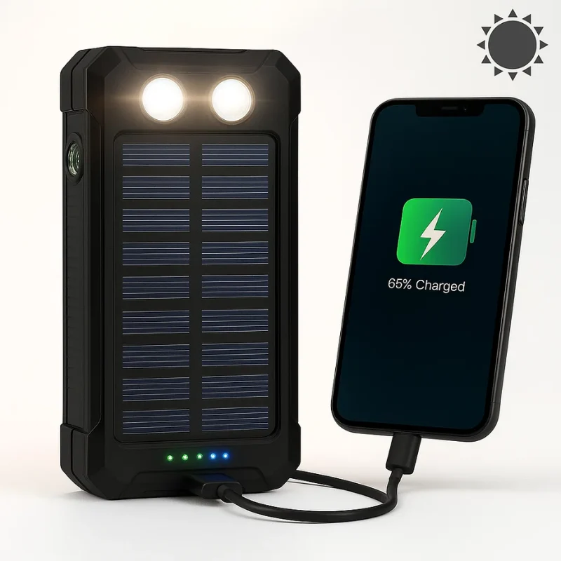 Solar Powerbank – Robuuste Externe Accu met Zonnepaneel & Dubbele USB