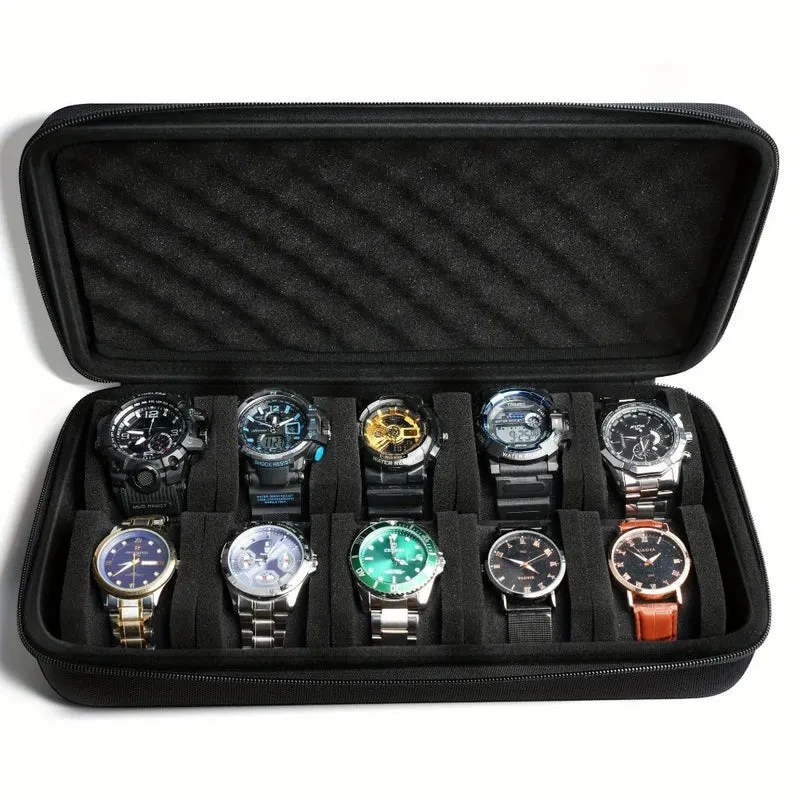 Horlogekoffer – Voor 5 of 10 Horloges met Harde Buitenkant en Handvat