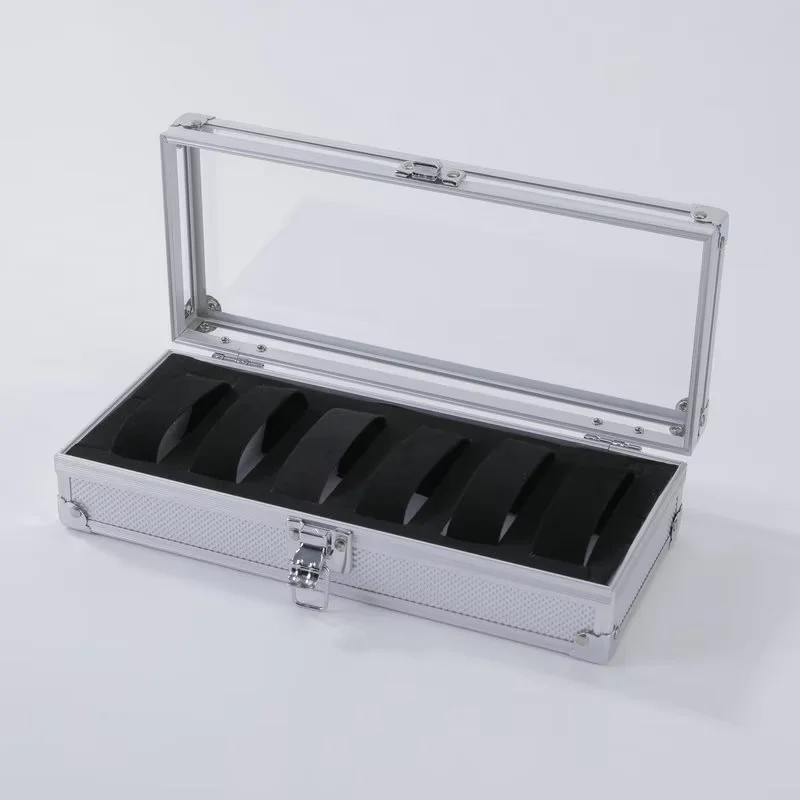 Horlogedoos – Aluminium Opbergkoffer voor 6 of 12 Horloges met Transparant Deksel
