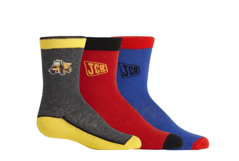 3 PAIRS JCB DOUG CHILDREN SOCKS-MY FIRST JCB