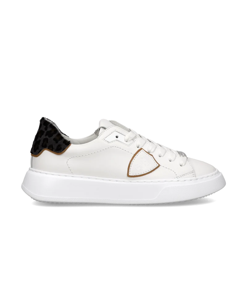 Sneakers Temple Tennis Women, White Blue Animal print