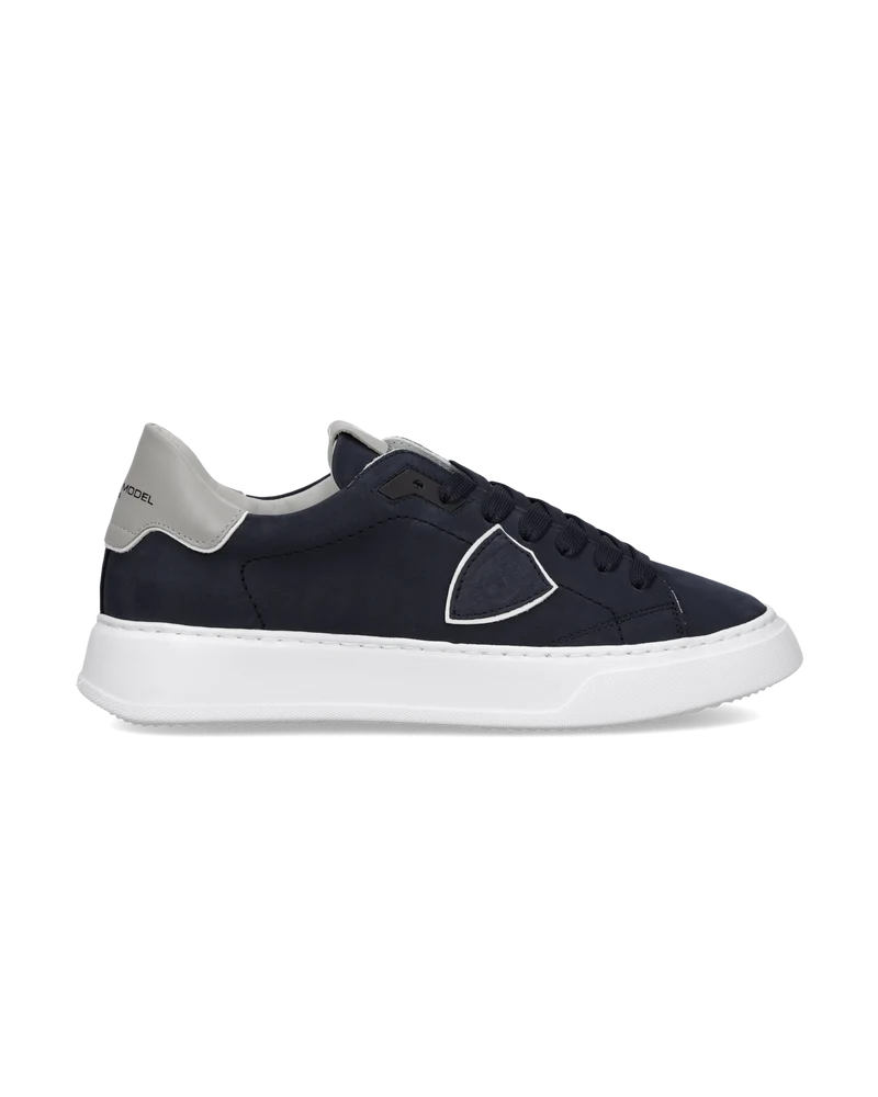 Sneakers Temple Tennis Men, White Blue Grey